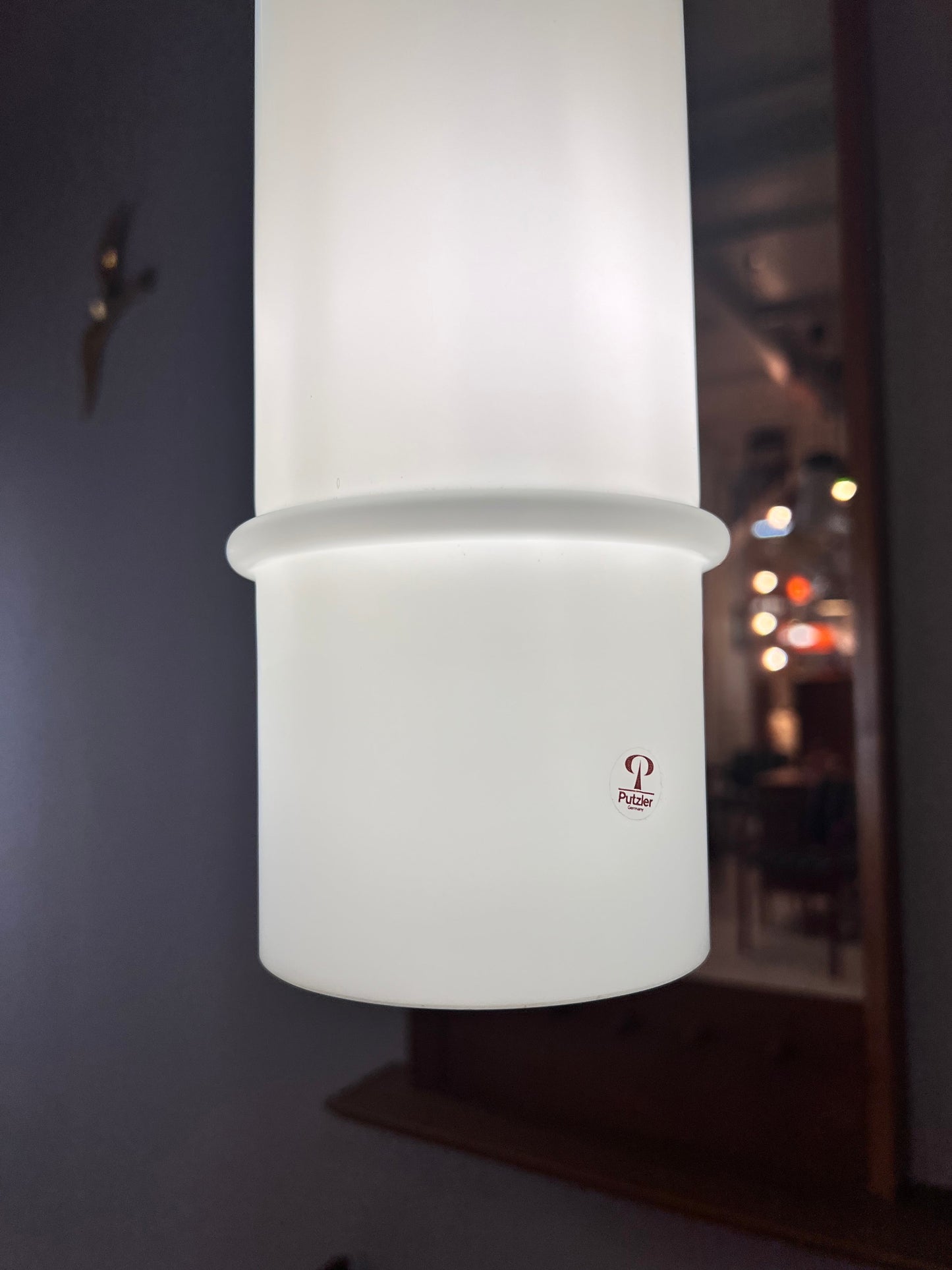 Vintage hanging lamp opal glass from Peill &amp; Putzler white