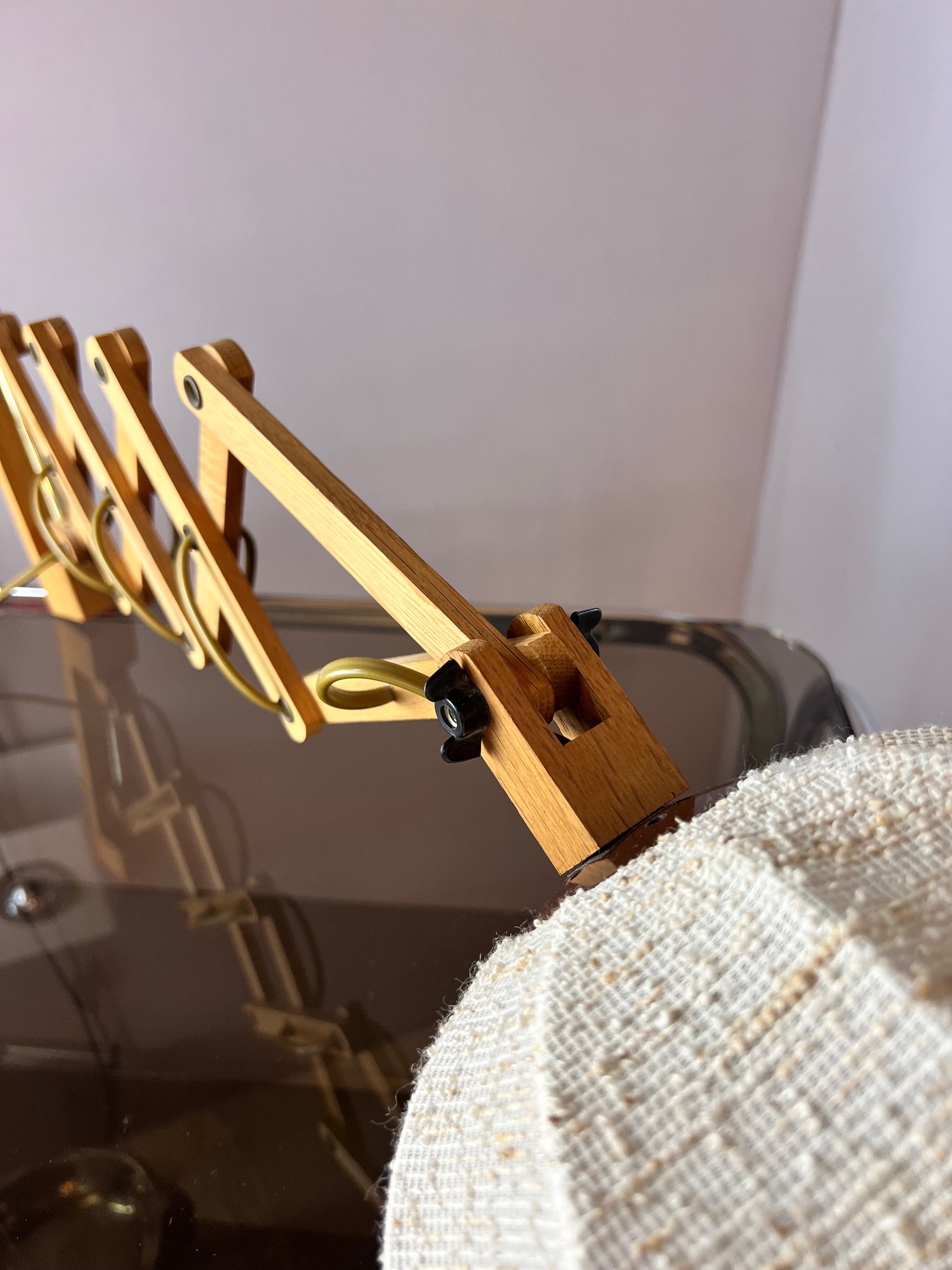 Scherenlampe beige Eiche