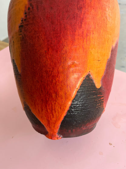 Vintage vase 7312-30 Fat Lava orange red from Carstens Keramik West Germany