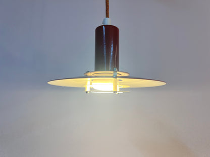 Vintage Lamellenlampe "4020" von Lyfa, dunkelrot