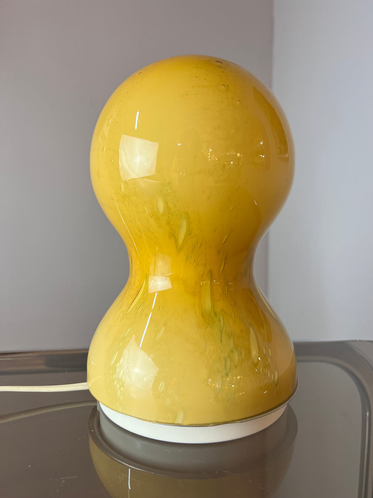 Vintage Tischlampe gelb Glas von Doria