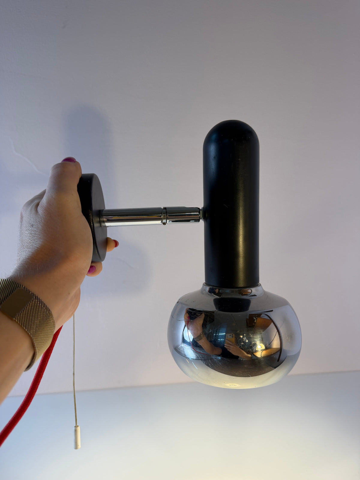 Vintage Wandlampe von Sische, Schwarz-Chrom