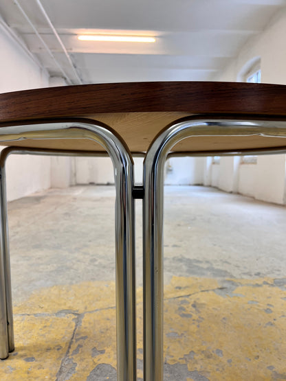 Vintage Esstisch rund Palisander und Chrom