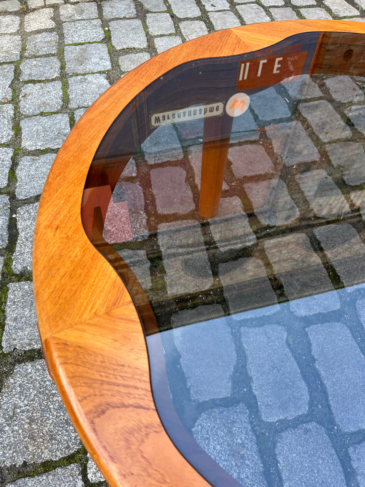 Couchtisch Teak Rauchglas