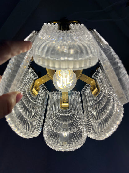Vintage Lilien Kronleuchter Glas und Messing, Deutschland