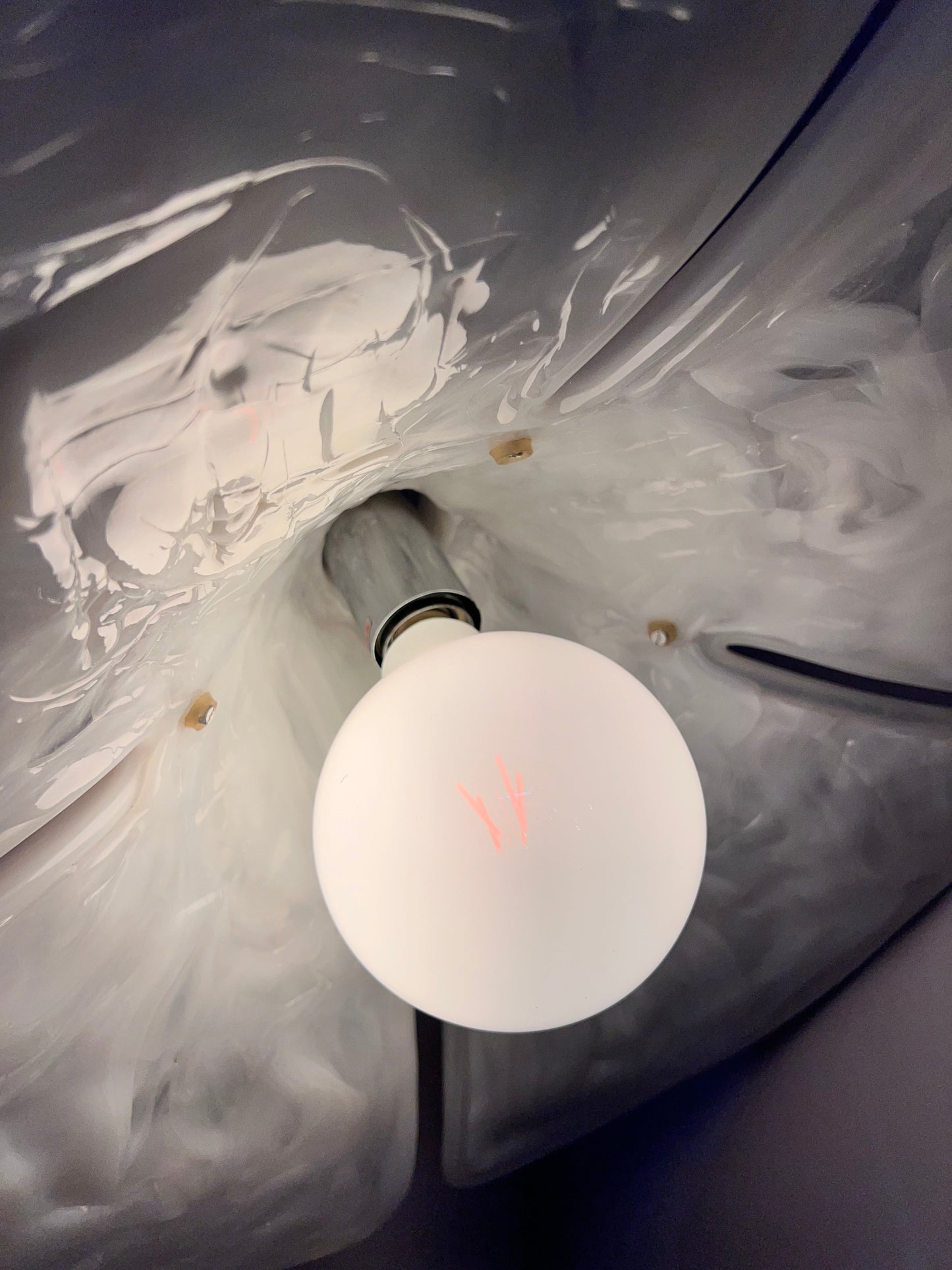 Vintage Hängelampe Blume von Gebrüder Cosack weiß Chrom handgearbeitet