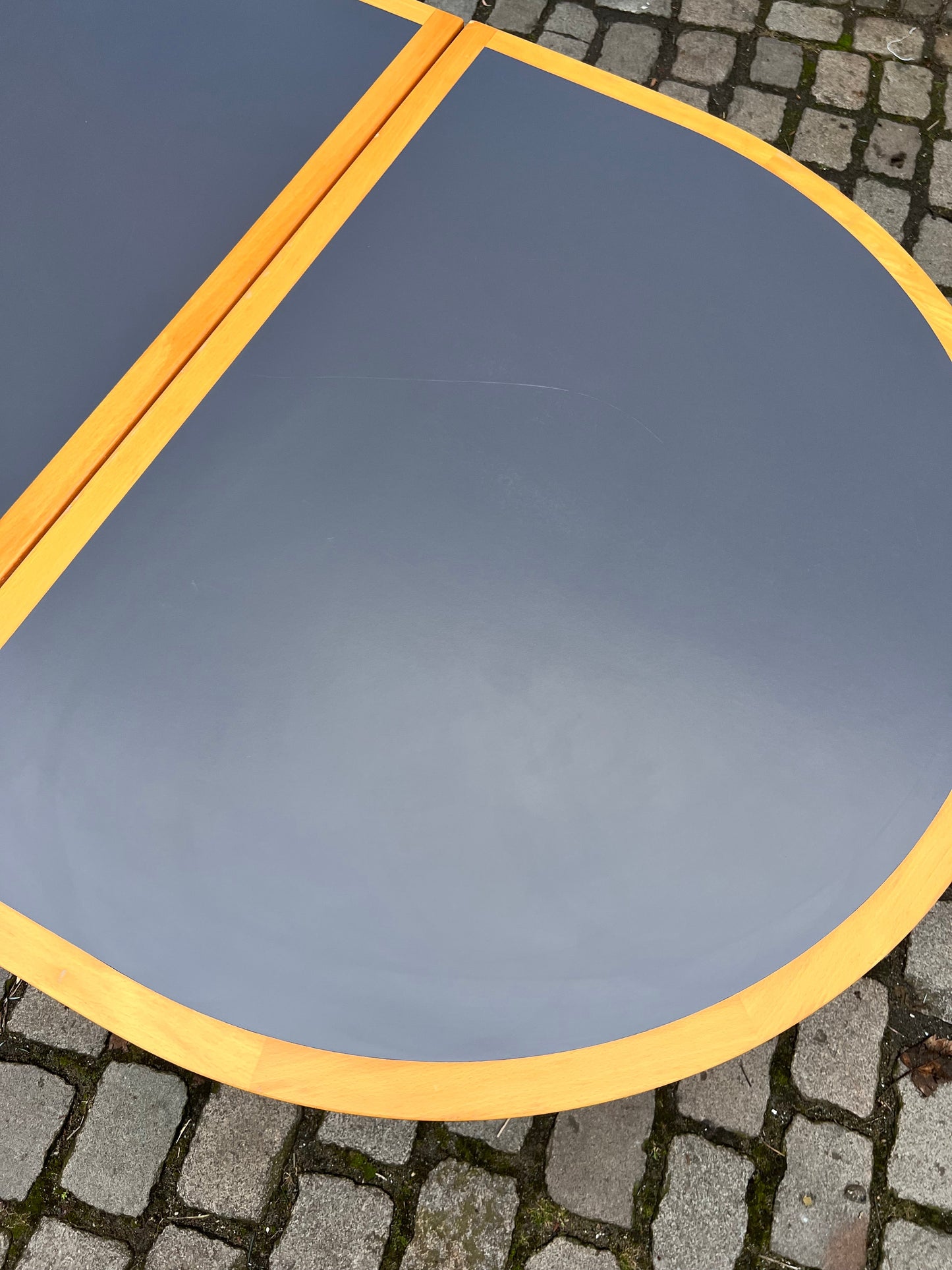 Vintage Esstisch halbrund grau von Rud Thygesen und Johnny Sørensen für Farstrup