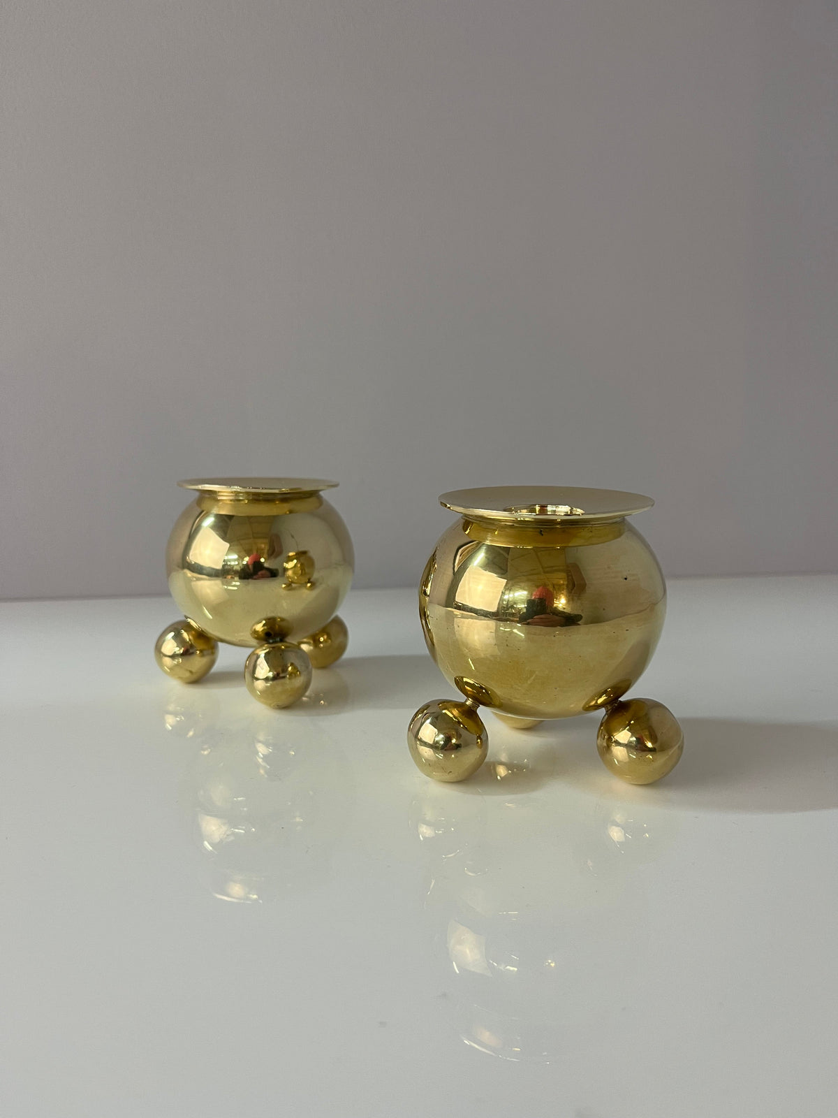 Vintage Kerzenständer Set von 2 Kugel von Gusums Bruk