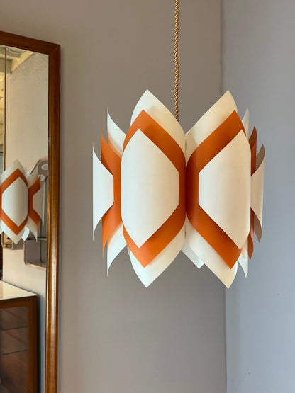 Vintage Hängelampe Ballet orange weiß von Lars Schiøler für P.J. Høyrup
