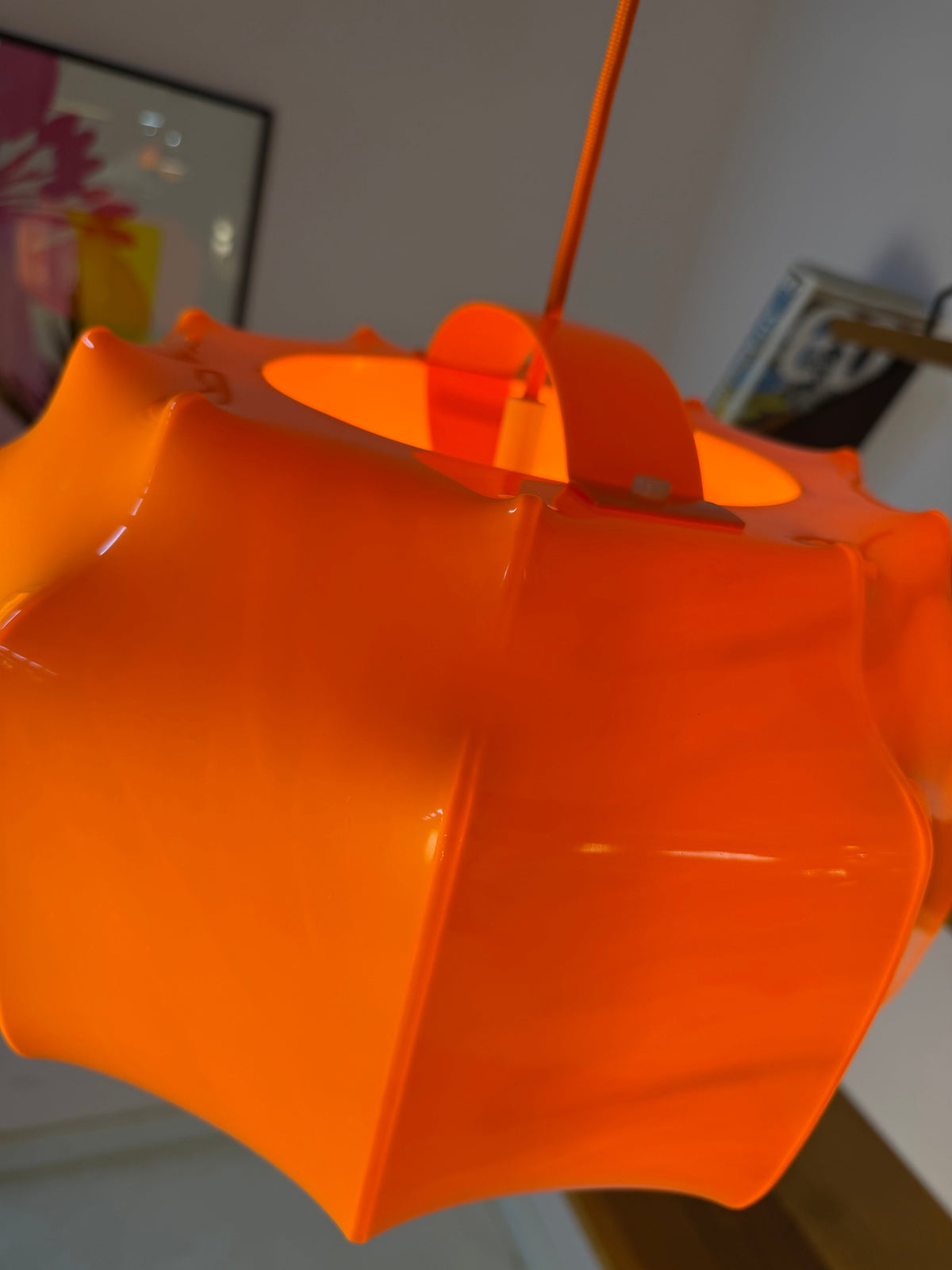 Vintage Hängelampe Orange von Ilka Plast, Space Age