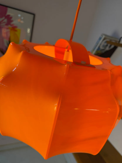 Vintage Hängelampe Orange von Ilka Plast, Space Age