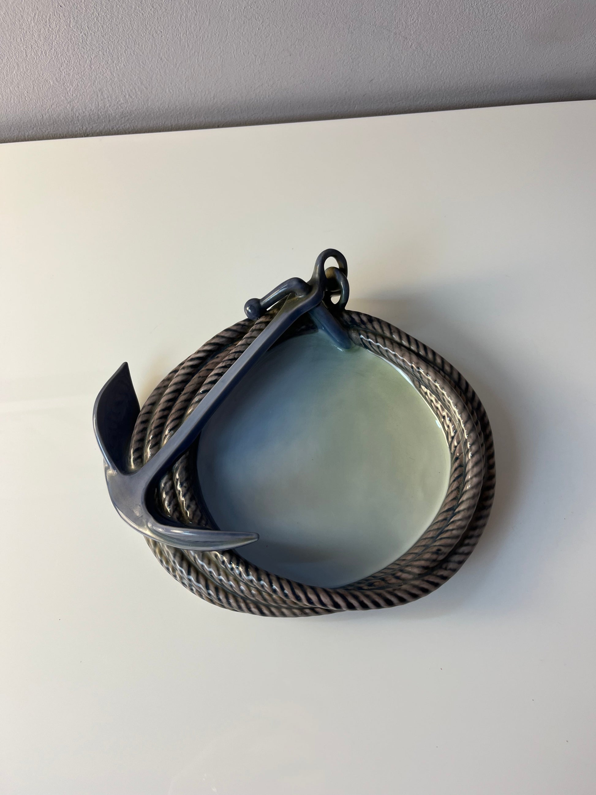 Vintage Porzellanschale Tau und Anker Modell 2377 von Bing und Grøndahl