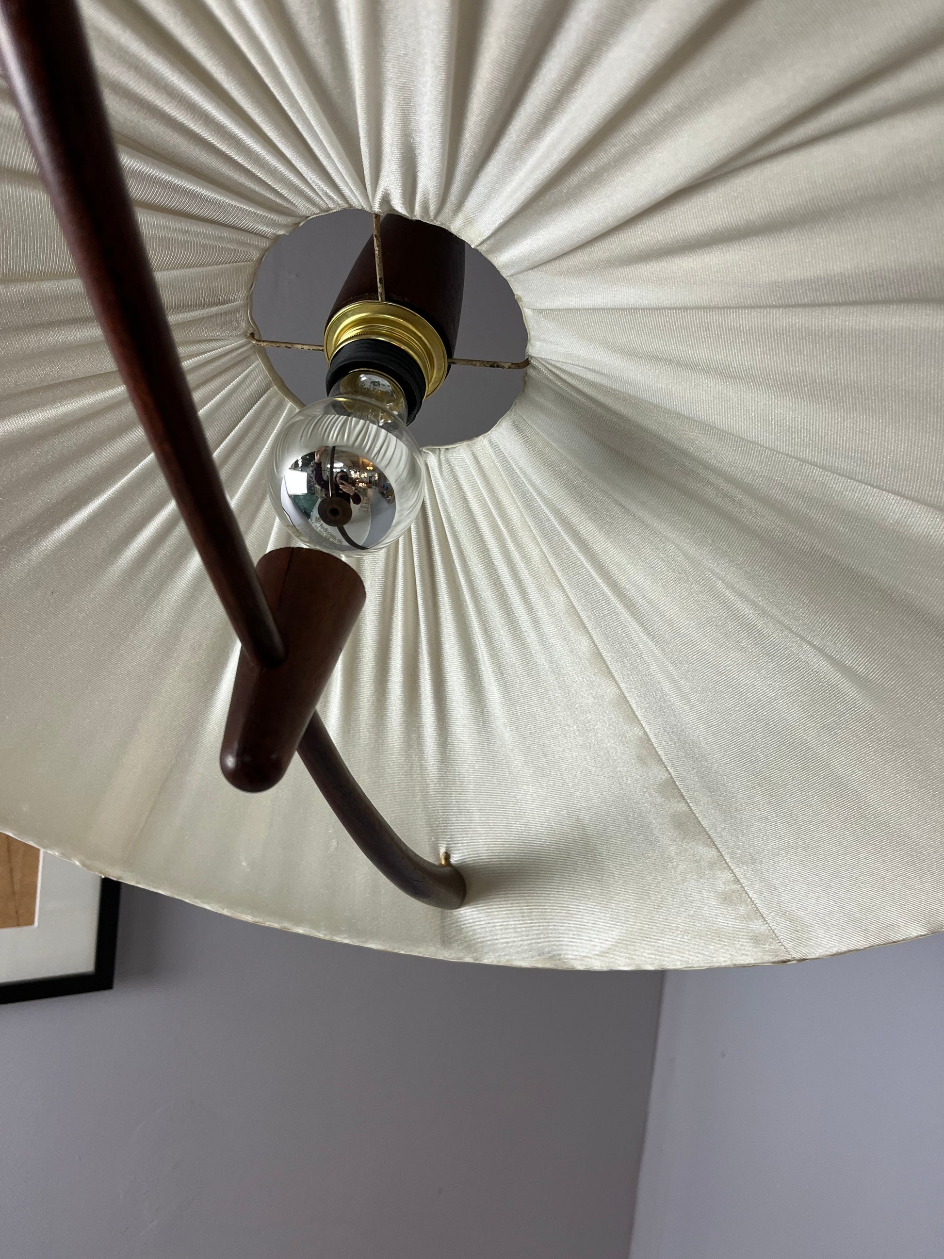 Vintage Hängelampe Teak von Temde beige braun