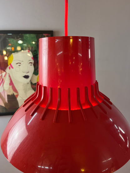 Vintage Hängelampe Solar von Svend Middelboe für Nordisk, rot, Kunststoff