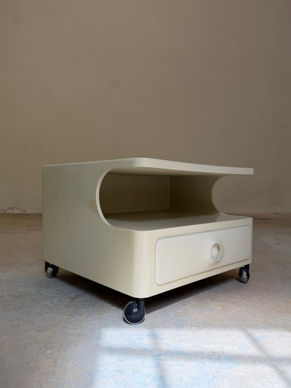 Vintage Nachttisch / Beistelltisch von Opal, Weiß, Space Age