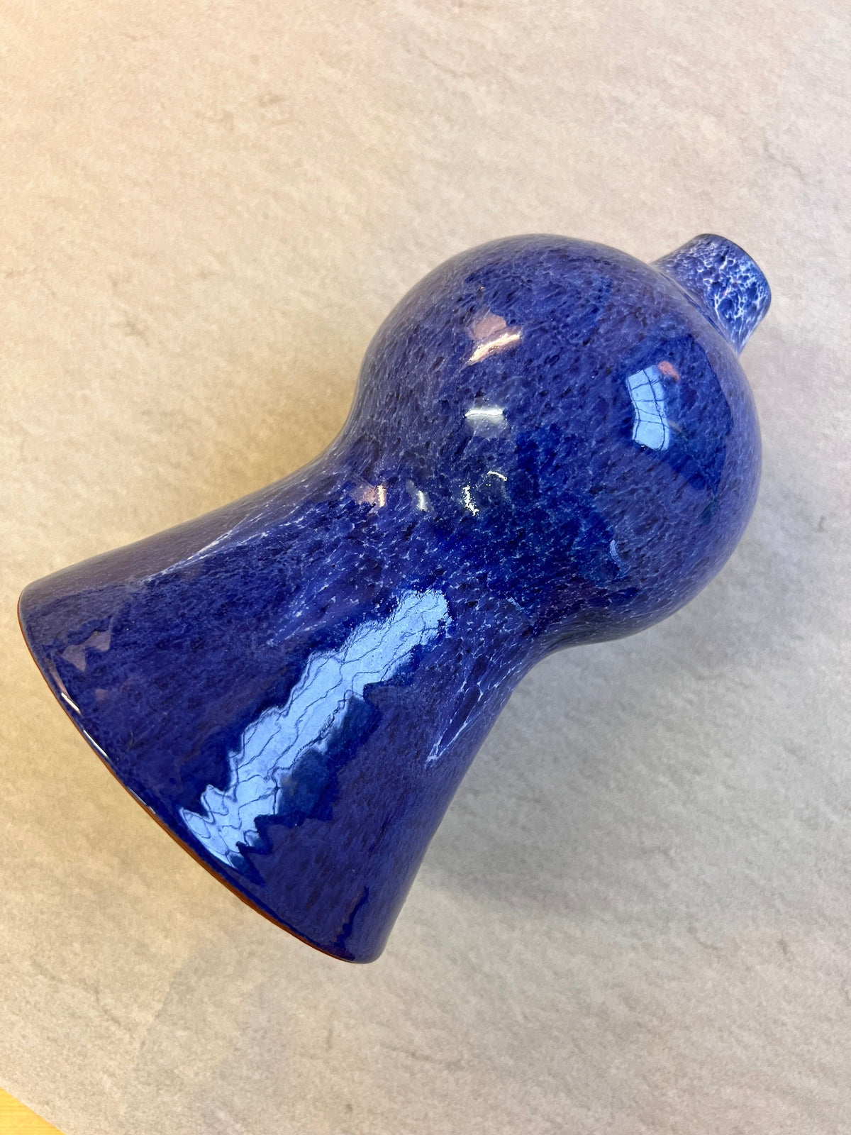 Vase vintage en céramique bleue de VEB Töpferhof Römhild GDR