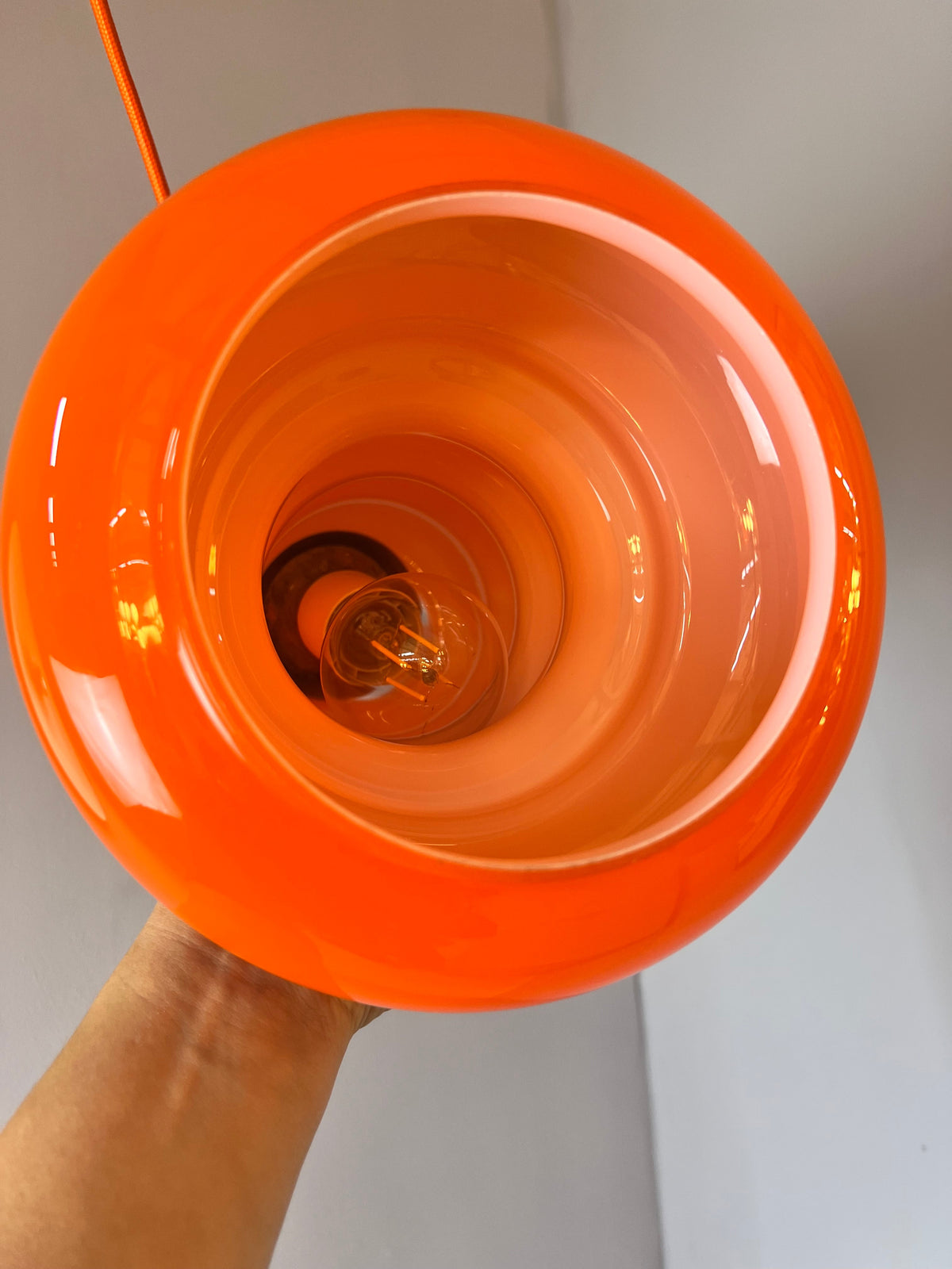 Vintage Hängelampe Glas orange