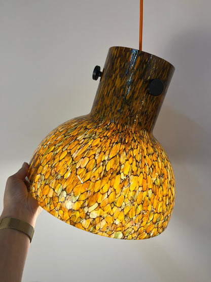 Vintage Hängelampe Millefioriglas orange von Peill und Putzler