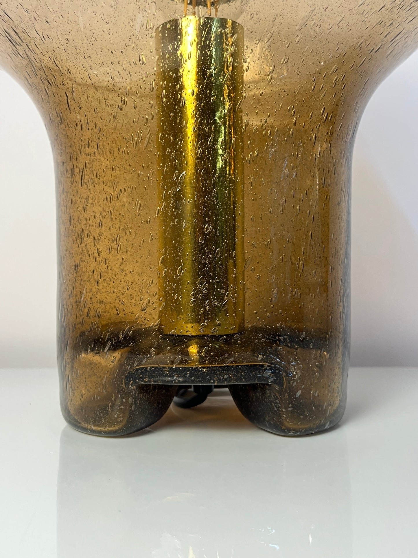 Vintage Pilzlampe von Süssmuth Leuchten aus braunem Einschlussglas