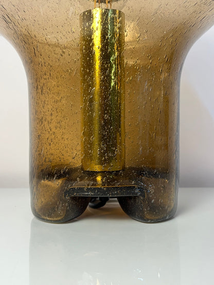 Vintage Pilzlampe von Süssmuth Leuchten aus braunem Einschlussglas