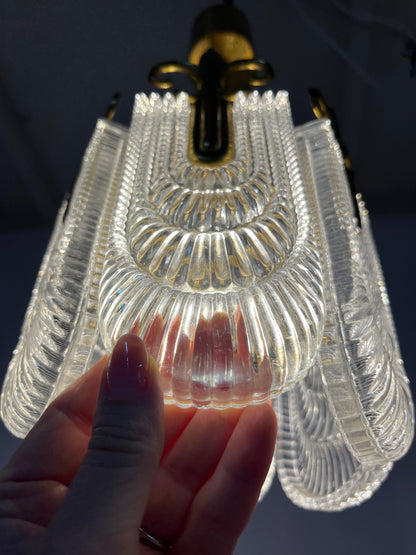 Vintage Lilien Kronleuchter Glas und Messing, Deutschland