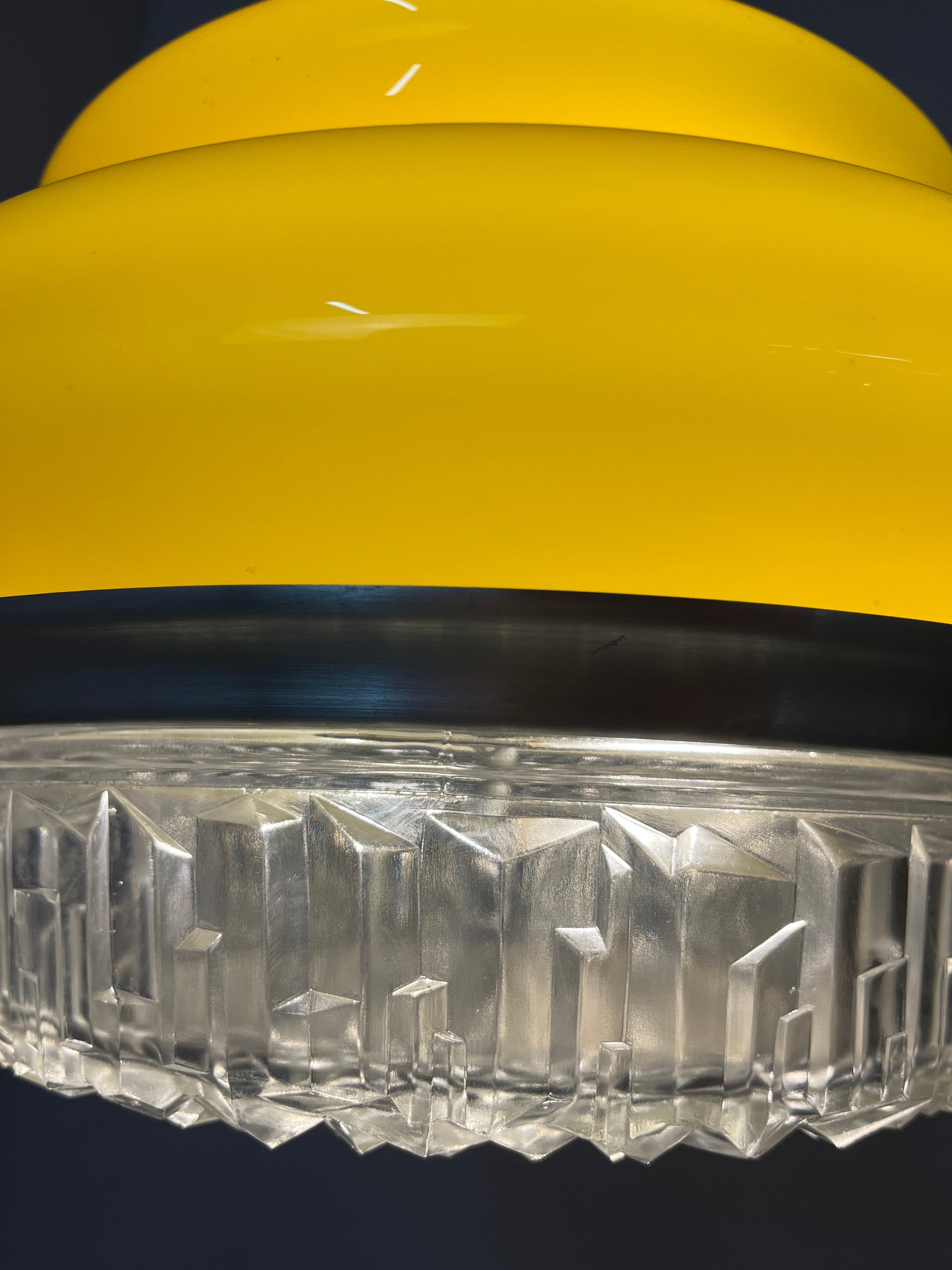 Vintage Hängelampe gelb Glas von Space Age