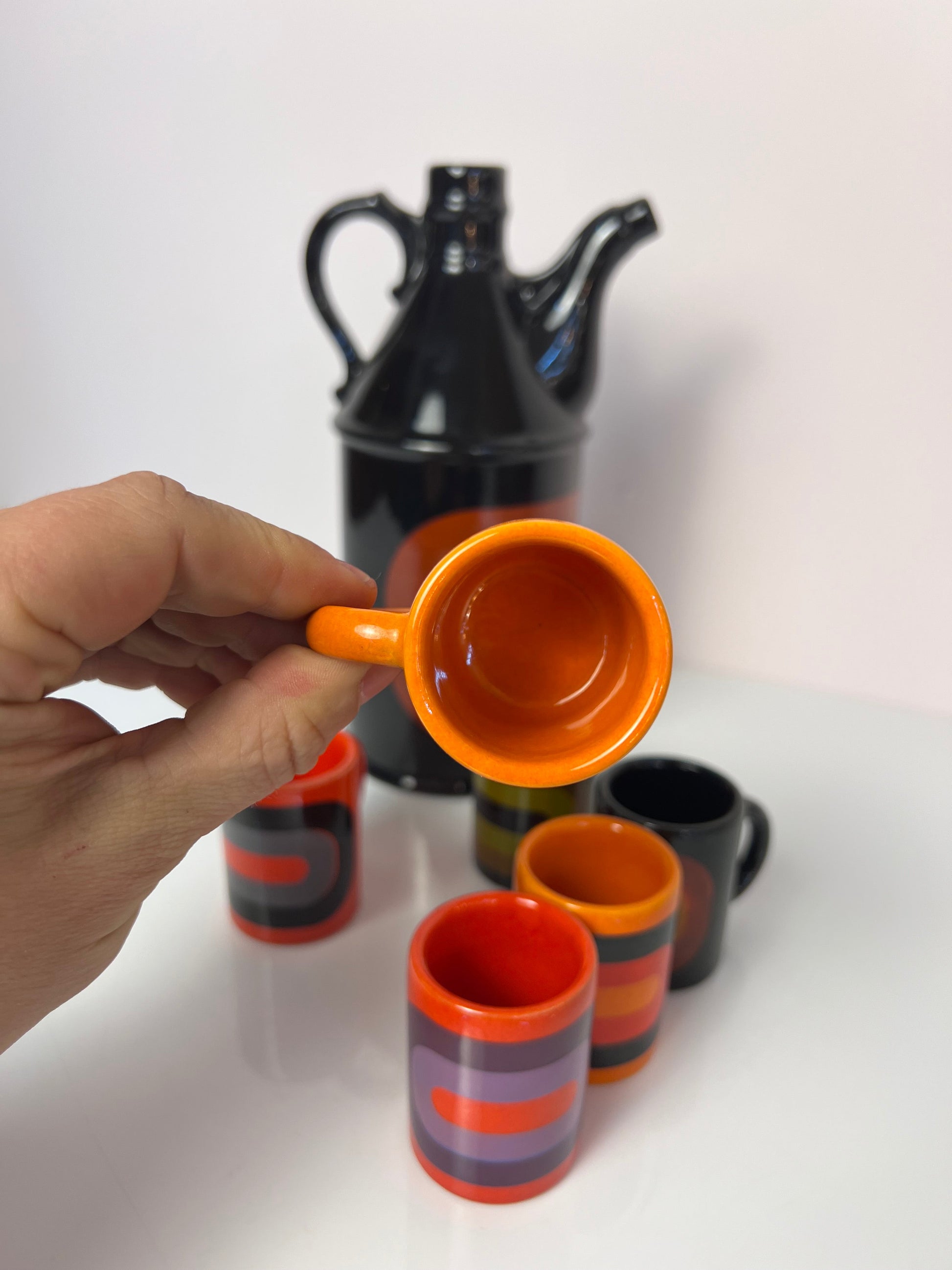 Vintage Schnapsdekanter und 6 Becher von Wächtersbach