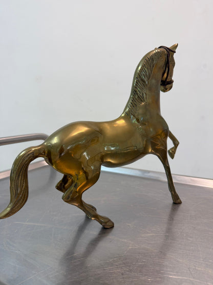 Vintage Pferdeskulptur aus Messing mit Patina