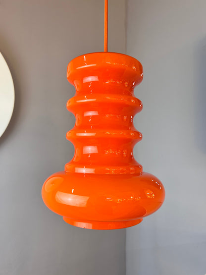 Lampe suspendue vintage en verre orange