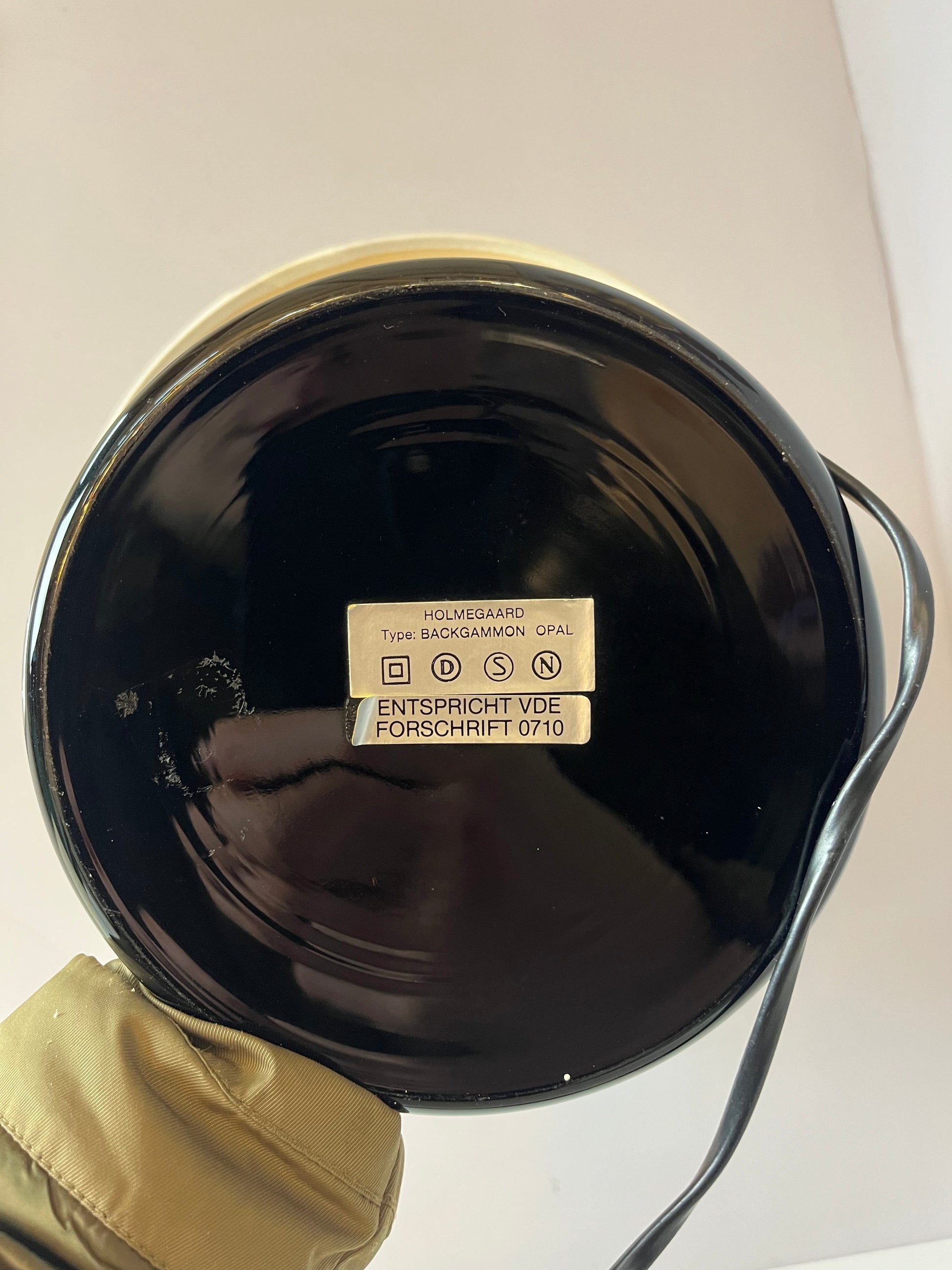 Vintage Tischlampe Backgammon von Holmegaard opal schwarz