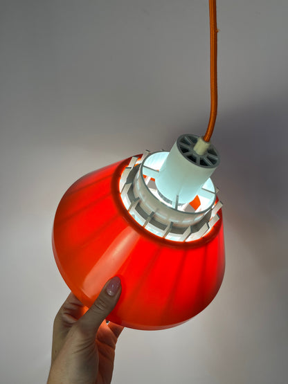 Vintage Hängelampe Modell 854 orange von Lyskær Belysning