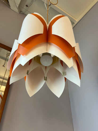 Vintage Hängelampe Ballet orange weiß von Lars Schiøler für P.J. Høyrup