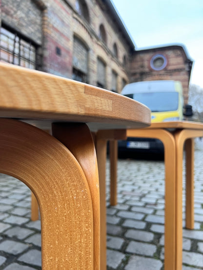 Vintage Esstisch halbrund grau von Rud Thygesen und Johnny Sørensen für Farstrup