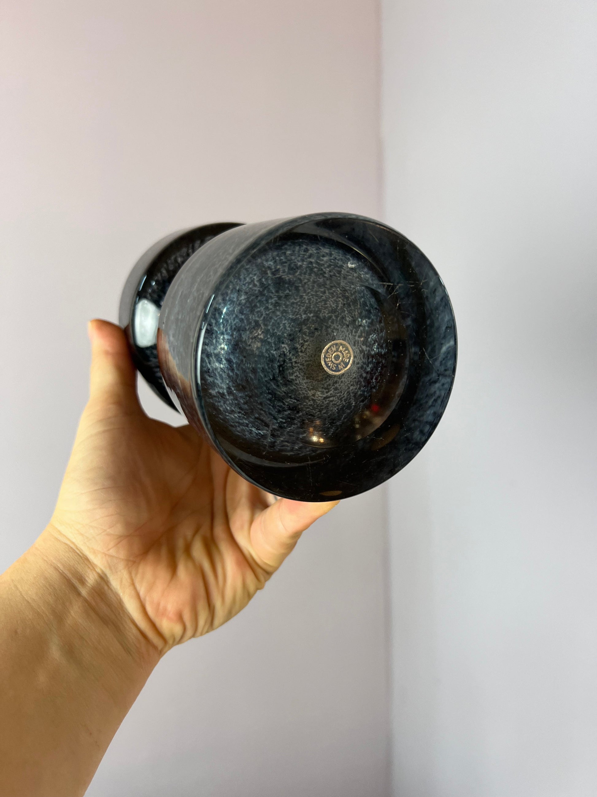 Vintage Vase grau von Bo Borgström für Åseda Glasbruk