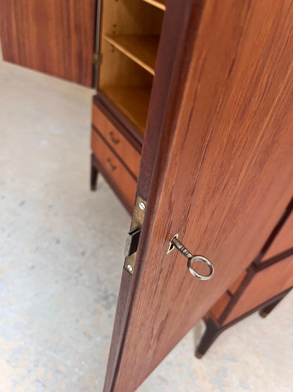 Vintage Aktenschrank Teak mit Schloss aus Dänemark, 50er Jahre