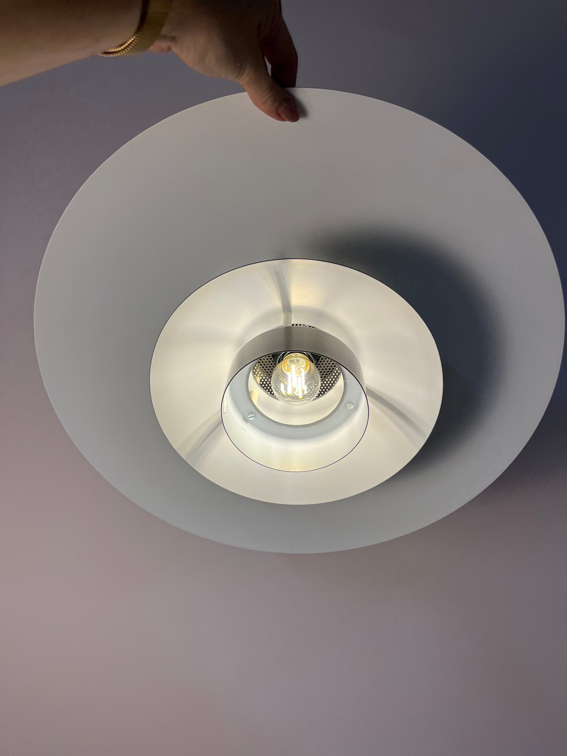 Vintage Hängelampe "Leto" von Top Lamper, silber-kupfer