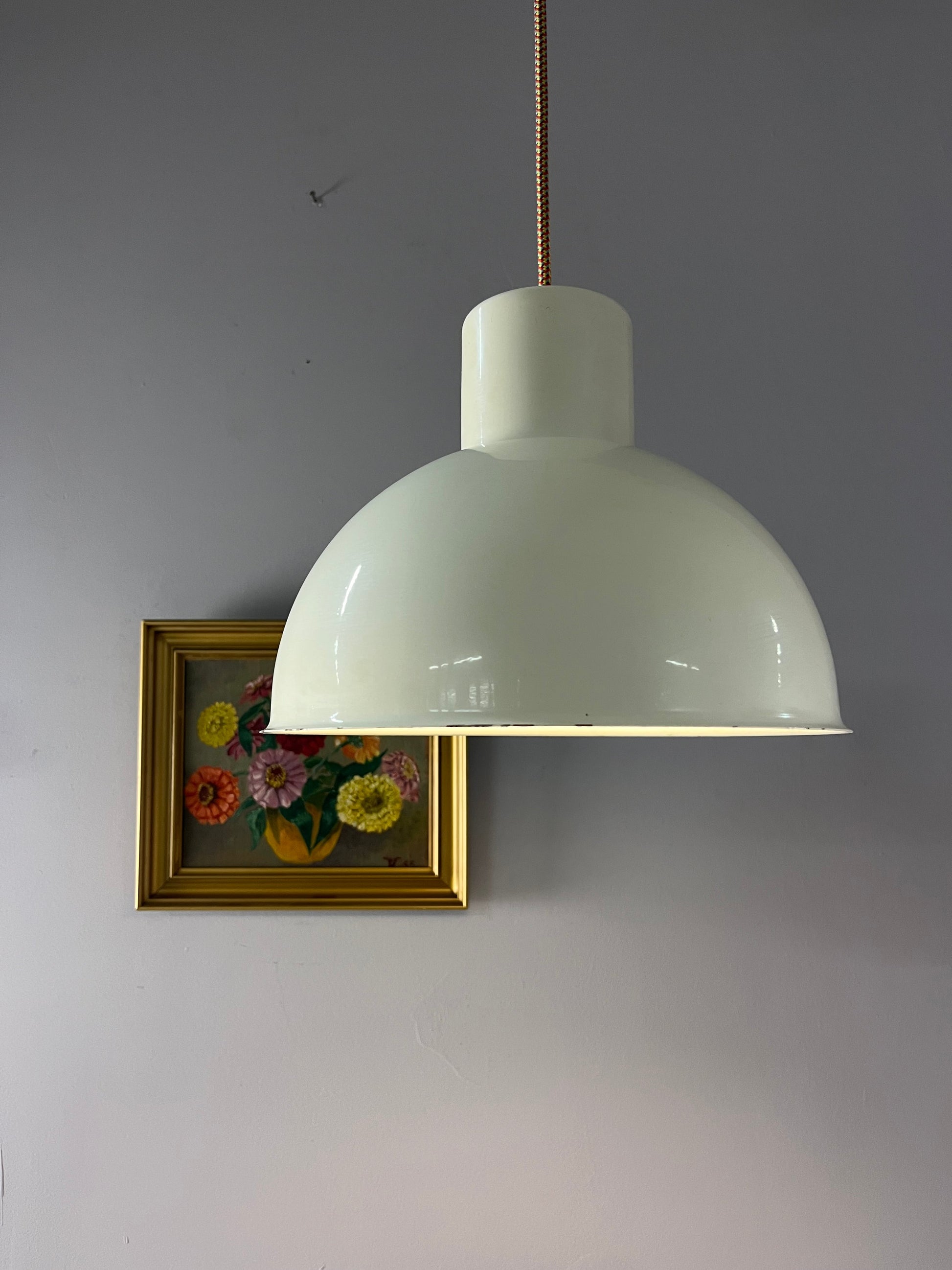 Vintage Hängelampe Bunker weiß von Jo Hammerborg für Fog und Mørup