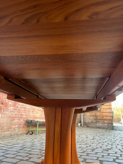 Vintage Esstisch ausziehbar Teak mit integriertem Plattenfach