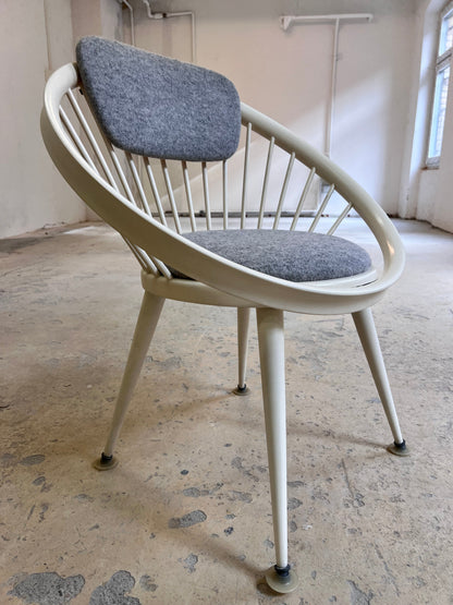 Vintage Sessel Circle Chair von Yngve Ekström für Swedese weiß grau orange
