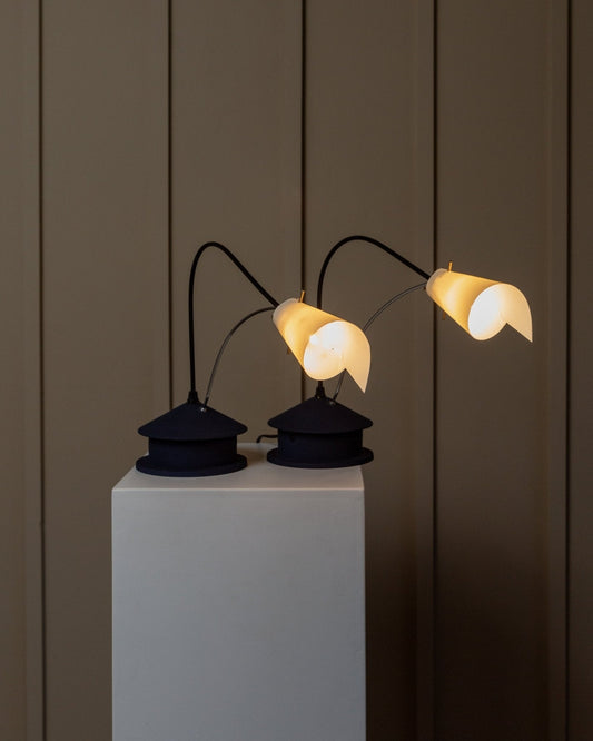 Vintage Tischlampe Origami blau Chrom verstellbar Made in Italy 1980er