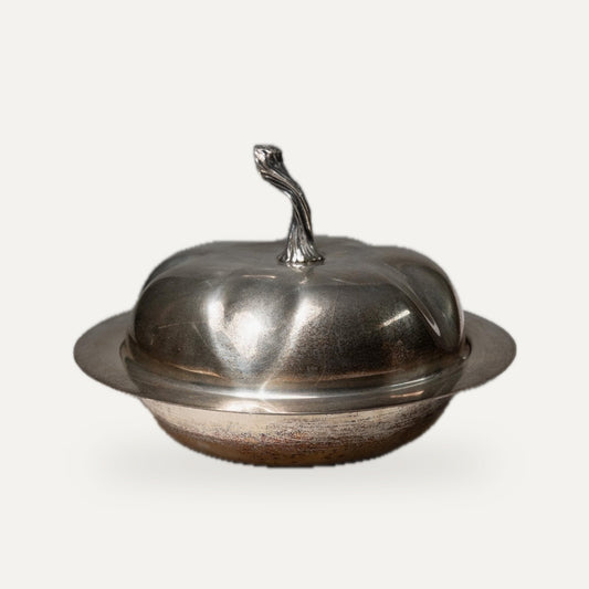 Vintage Schale mit Deckel Kürbisform versilbert | studio