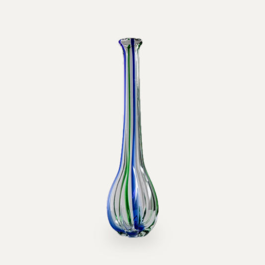 Vintage Vase Archimede Seguso für Vetreria Archimede Seguso Kürbisform Murano Glas blau-grün | studio
