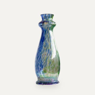 Vintage Murano glass vase, multicolored iridescent, 1970s table decoration