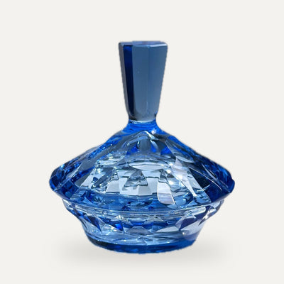 Vintage Lidded Box Art Deco Crystal Glass Light Blue