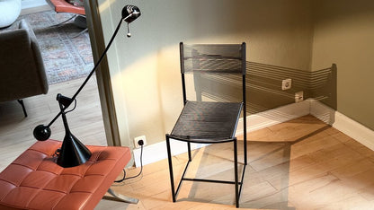 Vintage Spaghetti Stuhl mit Fußhocker und "Calder" Tischlampe von Alias