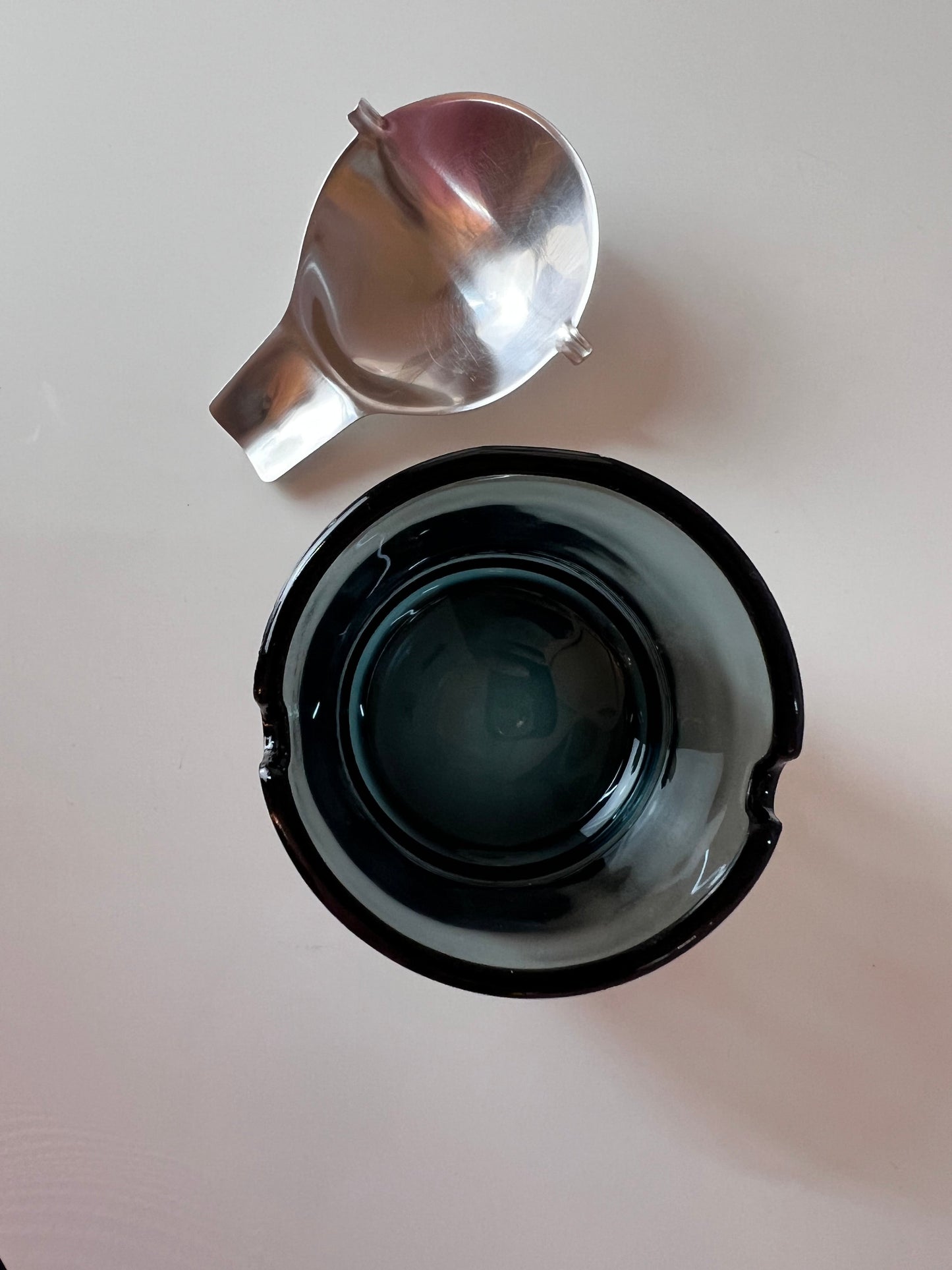 Vintage ashtray glass stainless steel by Wilhelm Wagenfeld for WMF