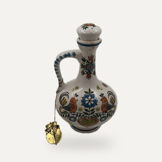 Vintage Vase Ulmer Keramik mit Deckel von Ulmer Keramik Folk Art Motiv | studio