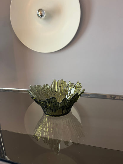 Schale Revontulet grau Glas von Tauno Wirkkala für Humppila