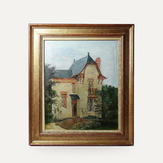 Vintage Gemälde Villa Camille von M. Lesoll für Dekoration beige | studio