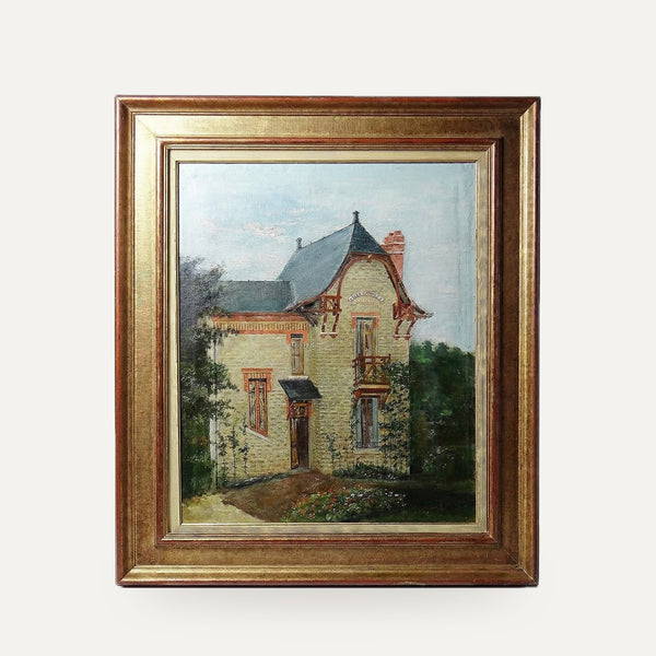Vintage Gemälde Villa Camille von M. Lesoll für Dekoration beige | studio